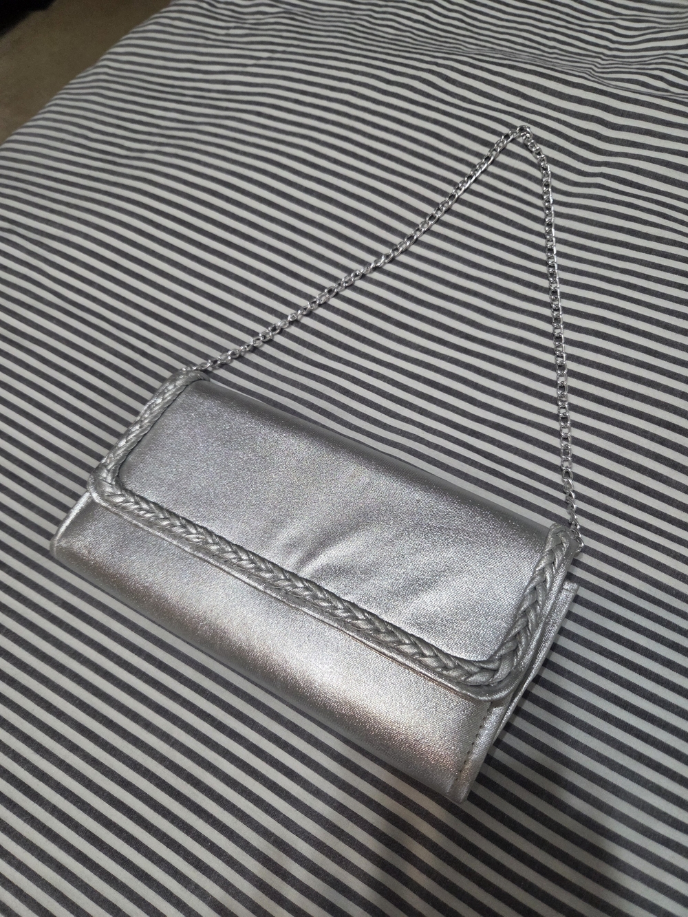 Vintage Richere Silver Braided-Trim Shoulder Bag/Clutch